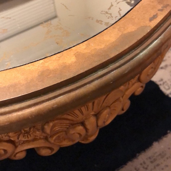 Vintage Italian Rococo Rectangle Mirrored Gold Accent Table 16 x 24 Plant Stand - Picture 4 of 13